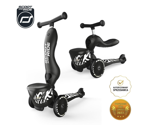Scoot & Ride Highwaykick 1 Lifestyle Jeździk i hulajnoga 2w1 Zebra - 1109681 - zdjęcie 2